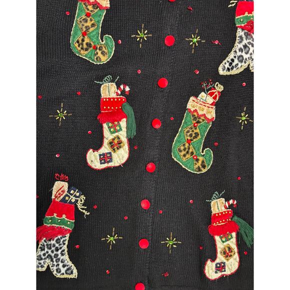 Fabulous Vintage Ugly Christmas Sweater Heirloom Collectibles Stockings Sz XL - Picture 2 of 8